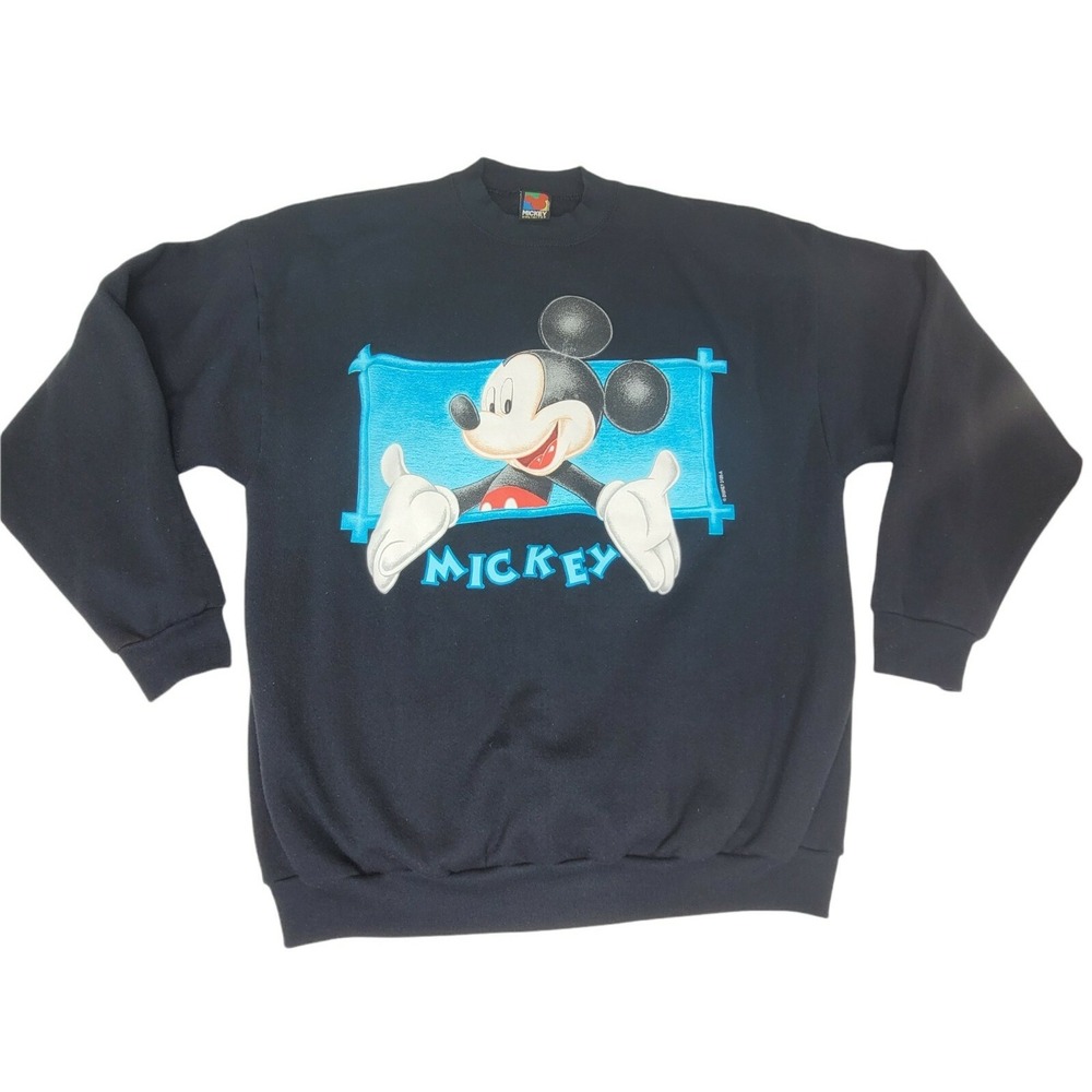 VTG Mickey Mouse Disney Adult XLarge Crewneck Sweatshirt 1990s Long Sleeve Black